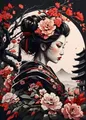 Peinture diamant geisha fleur cerisier 20x30 à 50x70 cm – Couleur A12