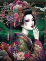 Peinture diamant geisha fleur cerisier 20x30 à 50x70 cm – Couleur Bourgogne (A4)