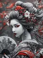 Peinture diamant geisha fleur cerisier 20x30 à 50x70 cm – Couleur vert (A7)