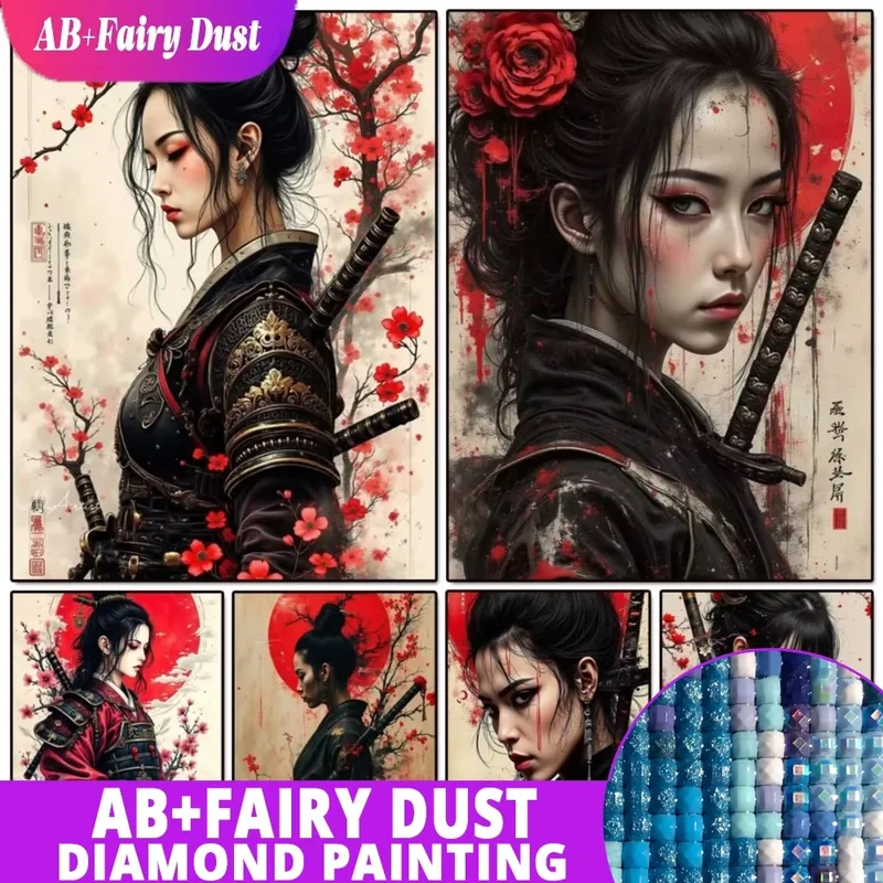 Peinture diamant geisha samouraï AB 30x40 à 45x60 cm