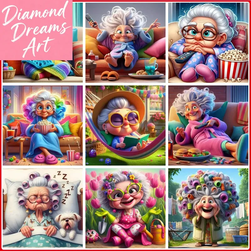 Peinture diamant grand-mère 20x20 à 60x60 cm