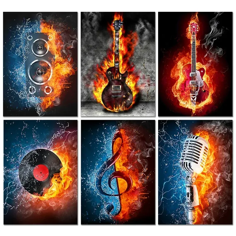 Peinture diamant guitare 20x30 à 40x50 cm