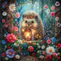 Peinture diamant hérisson fleur 20x20 à 50x50 cm – Couleur 5290
