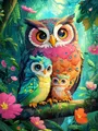 Peinture diamant hibou fleur 20 à 70 cm carré ou rond – Couleur 194