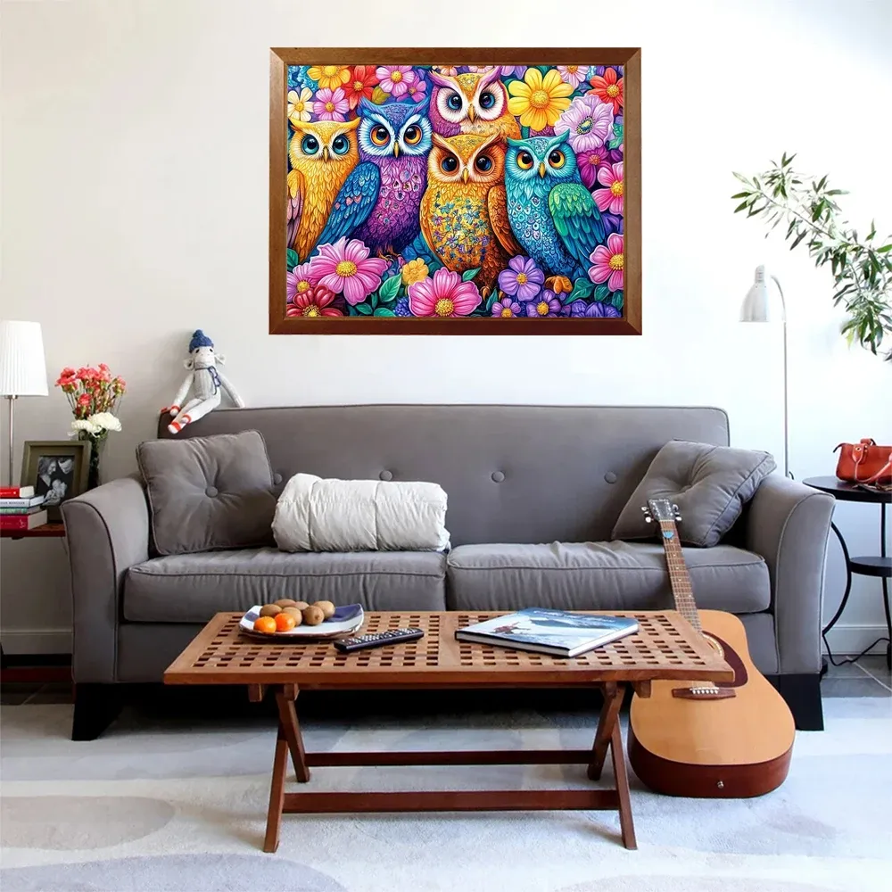 Peinture diamant hibou fleuri 20 à 70 cm