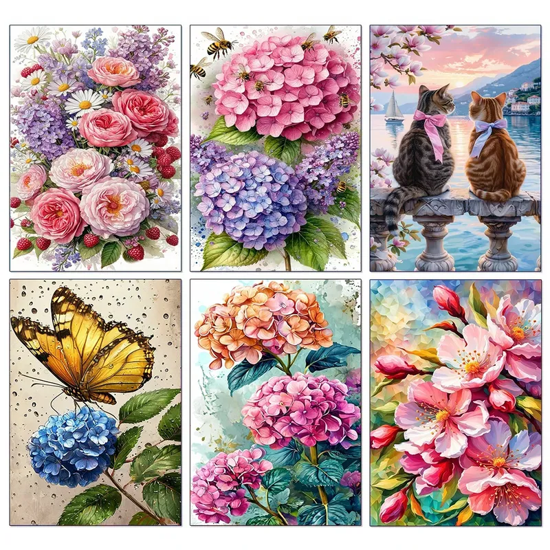 Peinture diamant hortensia bouquet 20 à 50 cm