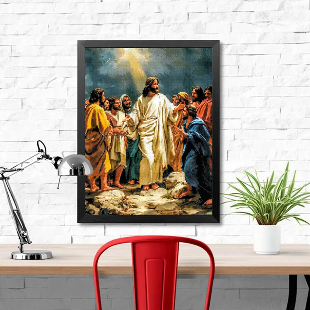 Peinture diamant Jésus 20 à 50 cm ronde ou carrée