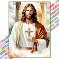Peinture diamant Jésus 20 à 50 cm ronde ou carrée – Couleur XBG-1402