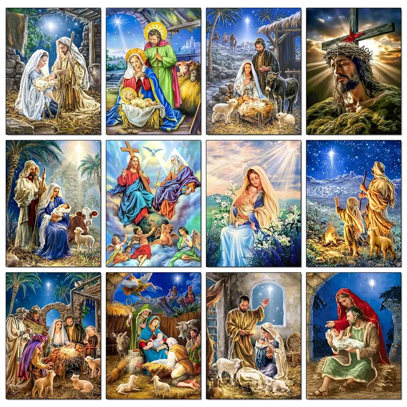 Peinture diamant Jésus né 26 à 50 cm