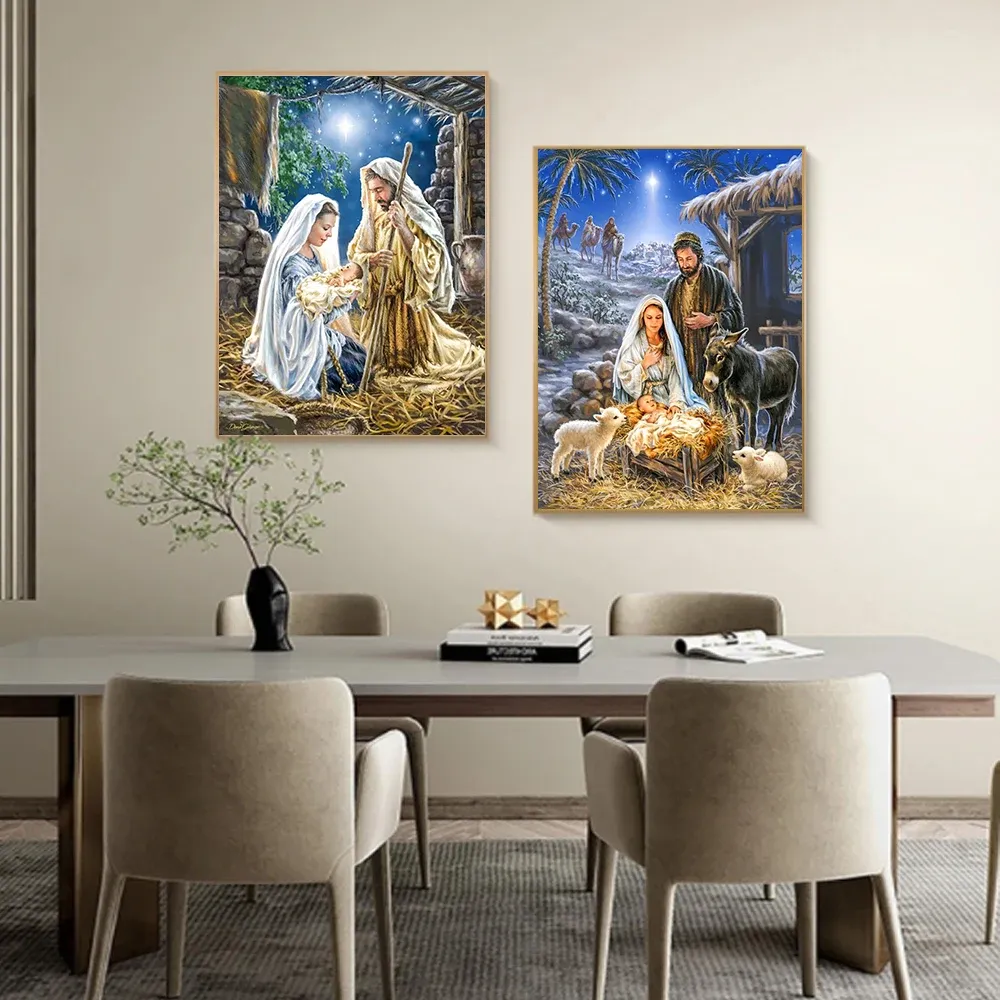 Peinture diamant Jésus né 26 à 50 cm