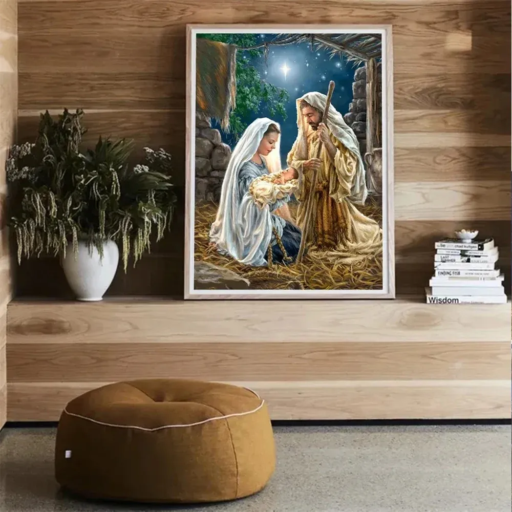 Peinture diamant Jésus né 26 à 50 cm