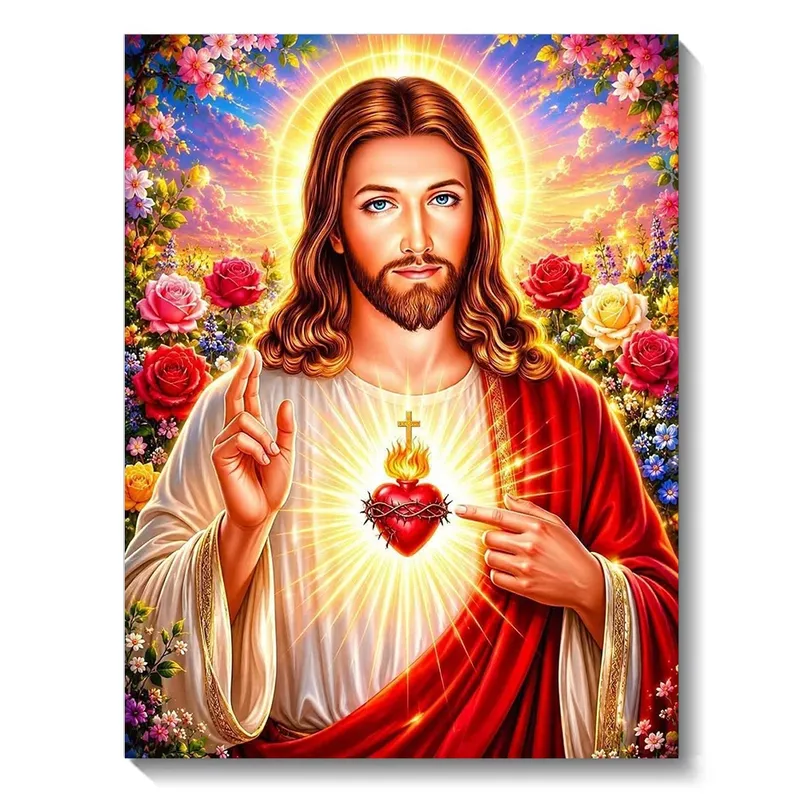 Peinture diamant Jésus Sacré-Cœur 30 à 70 cm