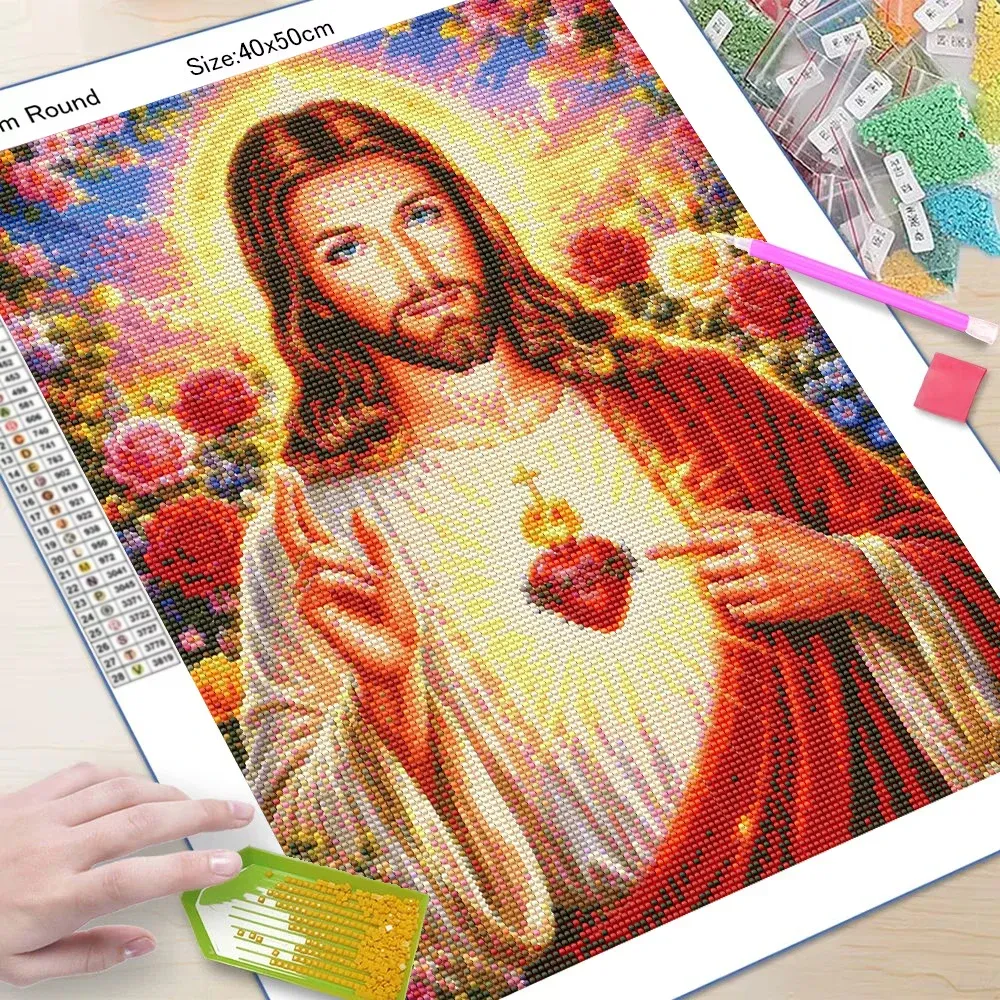 Peinture diamant Jésus Sacré-Cœur 30 à 70 cm