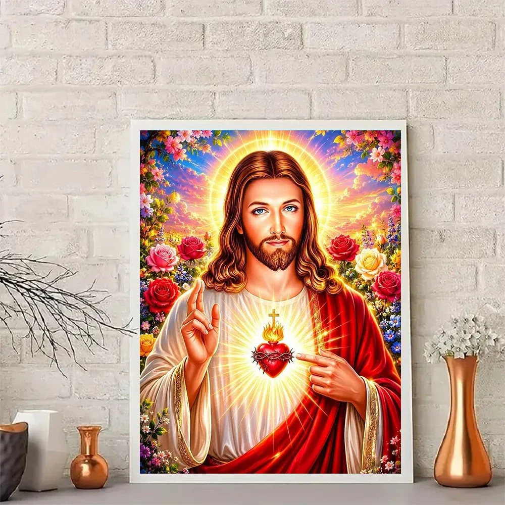 Peinture diamant Jésus Sacré-Cœur 30 à 70 cm
