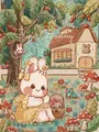 Peinture diamant lapin dessin animé 20 à 40 cm carré ou rond – Couleur RT0118