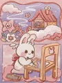 Peinture diamant lapin dessin animé 20 à 40 cm carré ou rond – Couleur RT0130