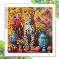 Peinture diamant léopard fleuri 30 à 50 cm – Couleur KEP-908U
