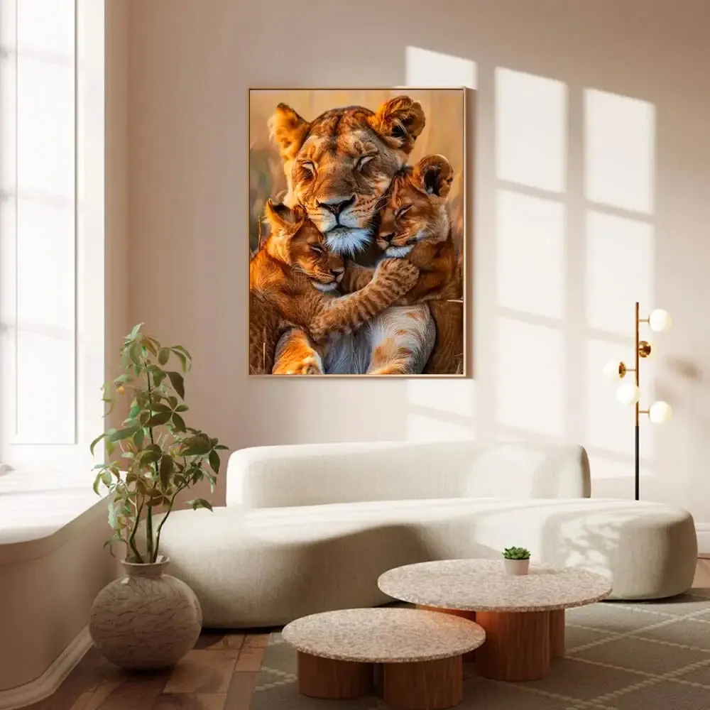 Peinture diamant lion 20 à 70 cm rond