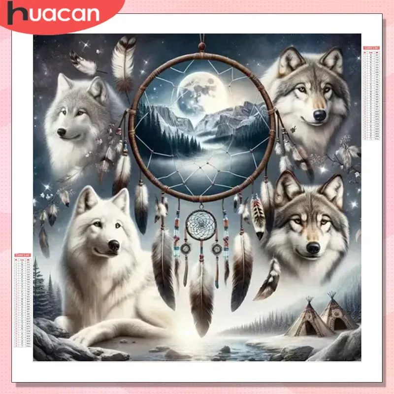 Peinture diamant loup 20 à 50 cm