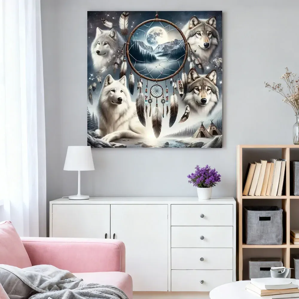 Peinture diamant loup 20 à 50 cm