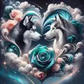 Peinture diamant loup animal fleur 20 à 50 cm – Couleur 6448