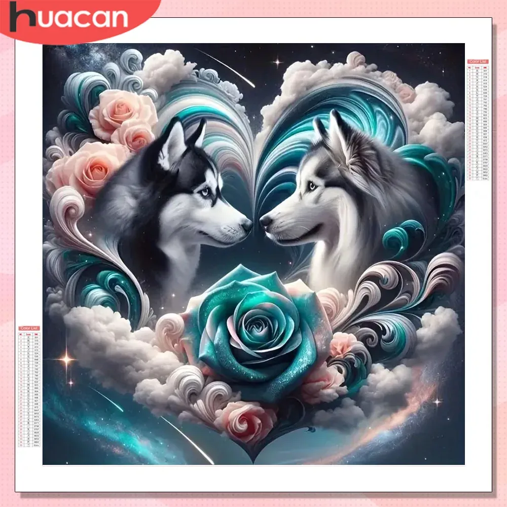 Peinture diamant loup animal fleur 20 à 50 cm