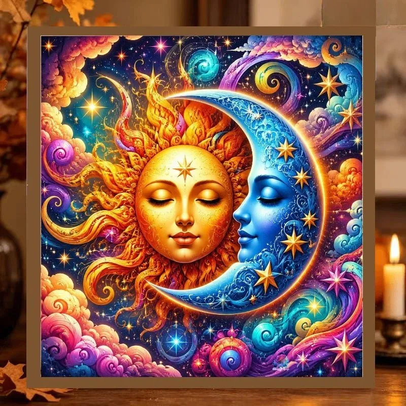 Peinture diamant lune soleil 30 à 50 cm