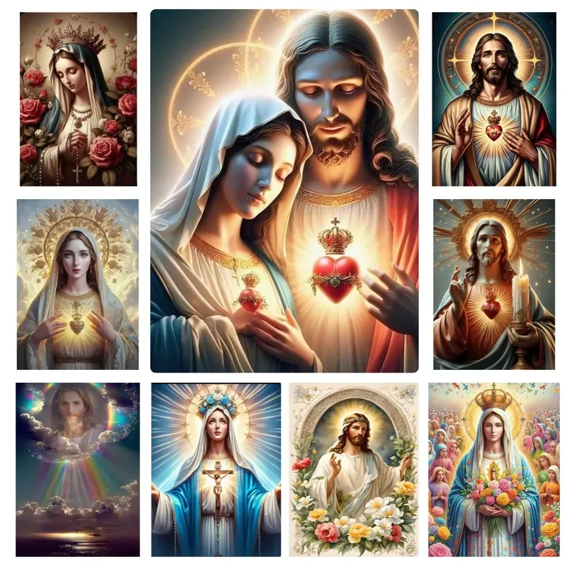 Peinture diamant Madone Jésus 20 à 70 cm