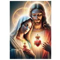 Peinture diamant Madone Jésus 20 à 70 cm – Couleur Rouge (A3)