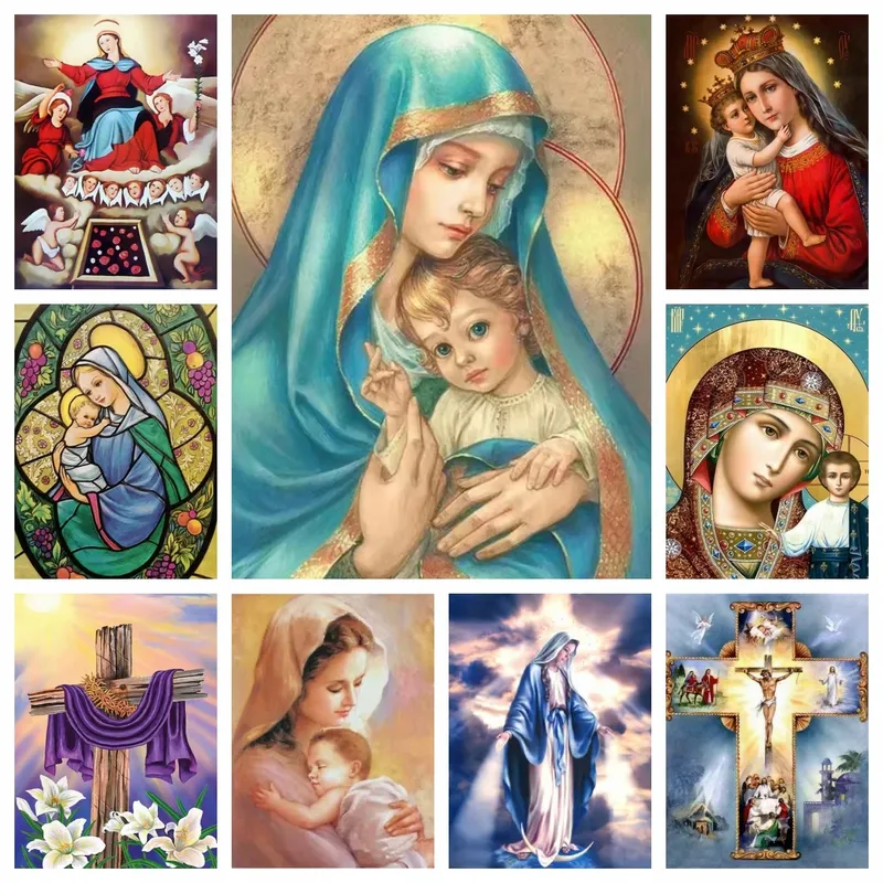 Peinture diamant Madone Jésus 30 à 70 cm