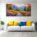 Peinture diamant maison en bois paysage de montagne grand format – Couleur YC05994