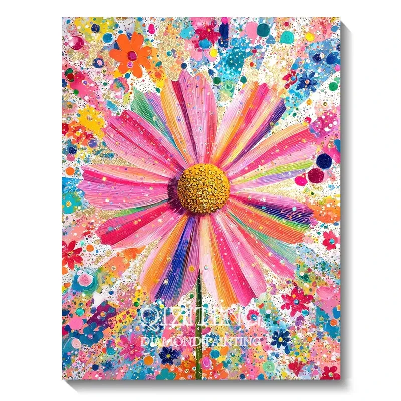 Peinture diamant marguerites abstraites 30 à 70 cm