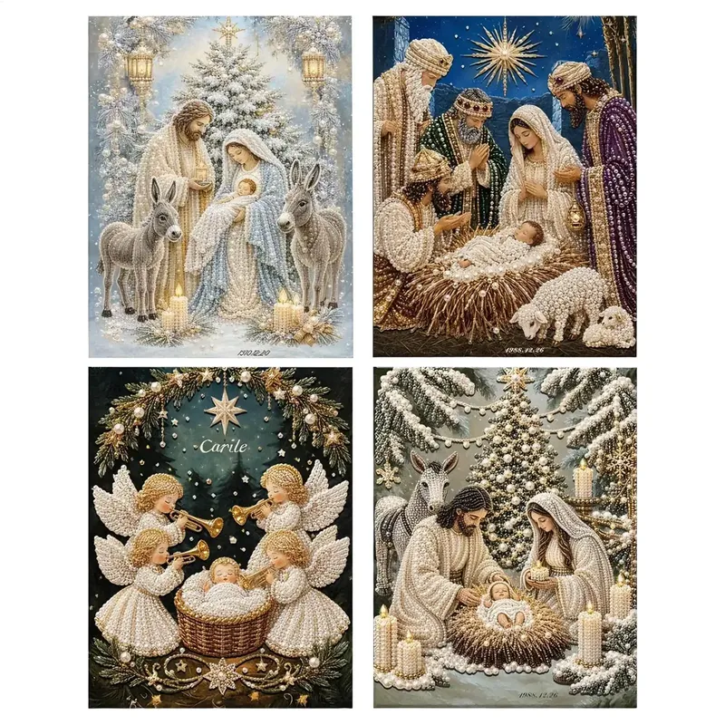 Peinture diamant Nativité avec cadre Noël