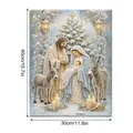 Peinture diamant Nativité avec cadre Noël – Couleur BLANC (A)