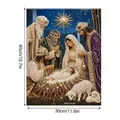 Peinture diamant Nativité avec cadre Noël – Couleur Bleu (B)