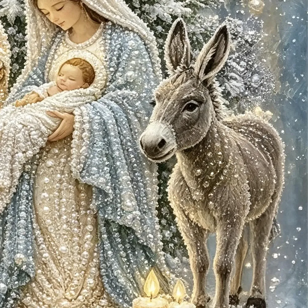 Peinture diamant Nativité avec cadre Noël