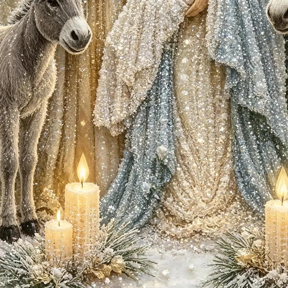 Peinture diamant Nativité avec cadre Noël