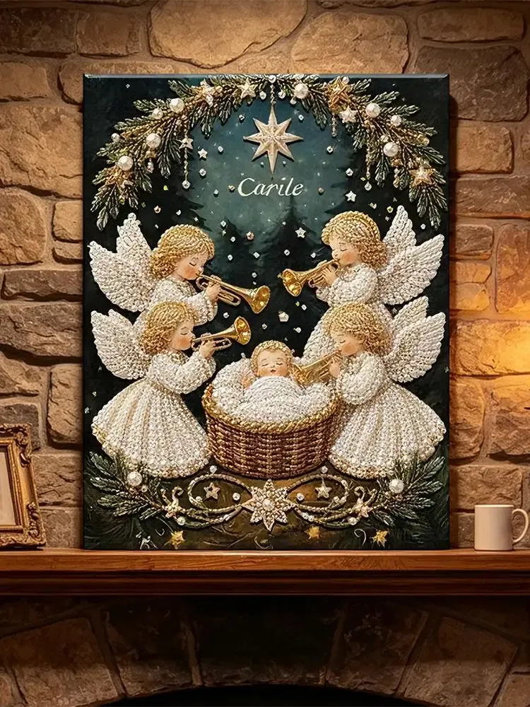 Peinture diamant Nativité avec cadre Noël