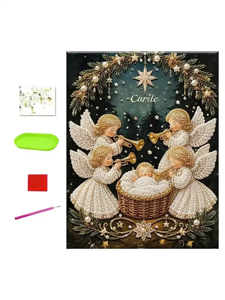 Peinture diamant Nativité avec cadre Noël
