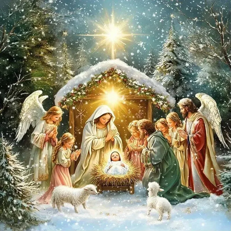 Peinture diamant Nativité Noël 20 à 40 cm