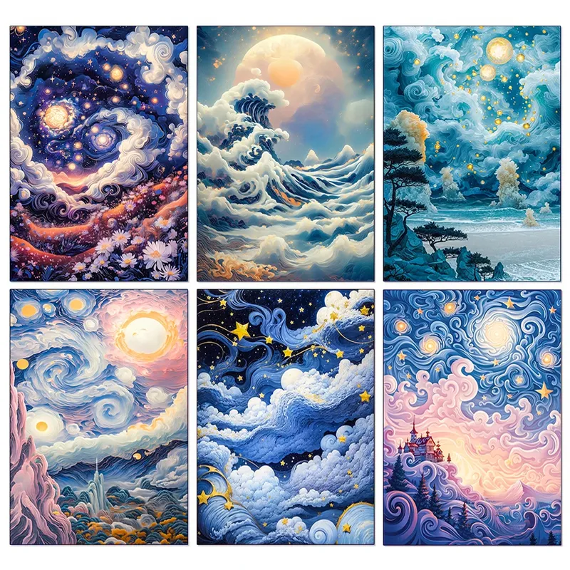 Peinture diamant nuit ciel étoilé 20 à 40 cm carré ou rond