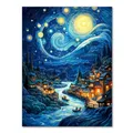 Peinture diamant nuit ciel étoilé 20 à 40 cm carré ou rond – Couleur Bleu marine (XP-5568)