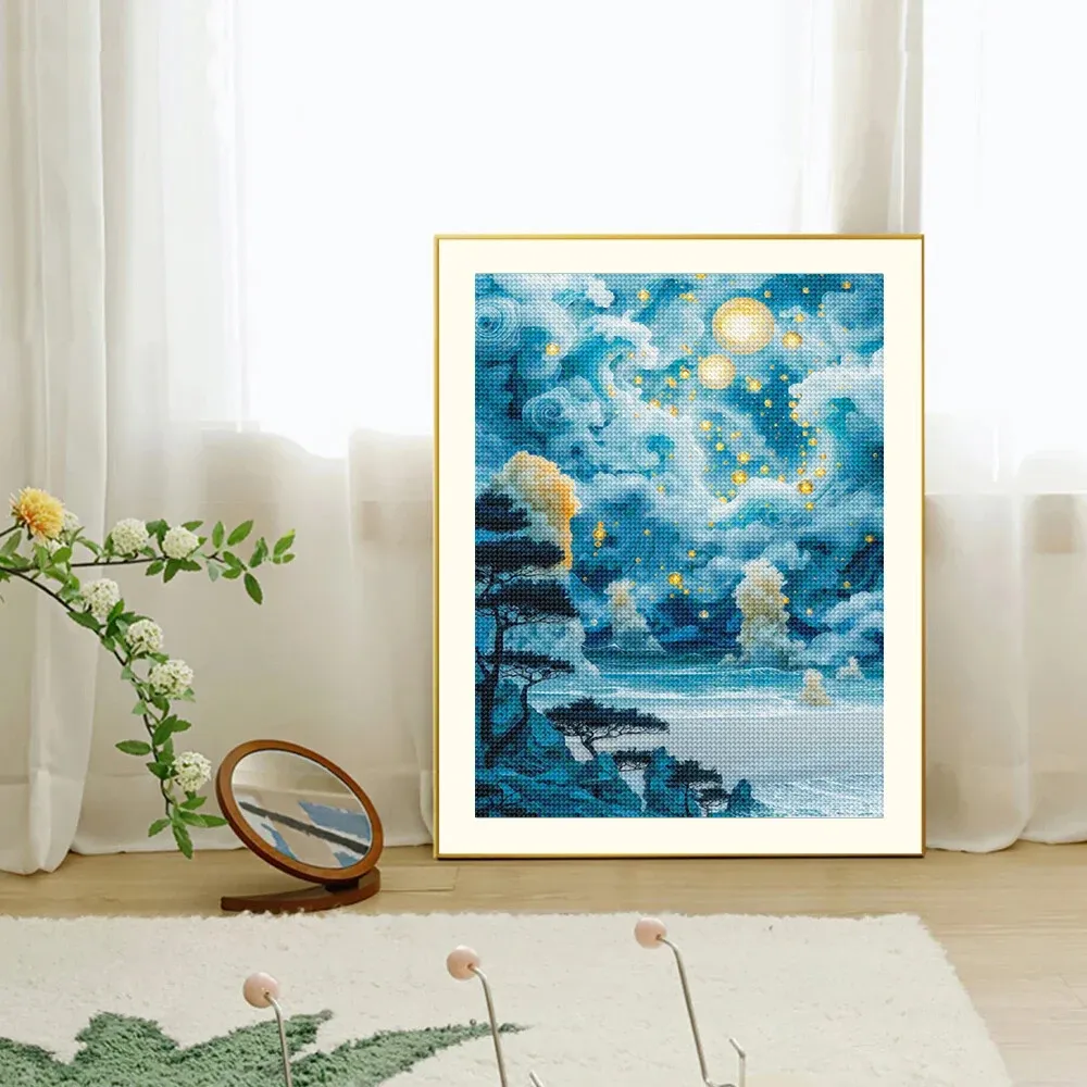 Peinture diamant nuit ciel étoilé 20 à 40 cm carré ou rond