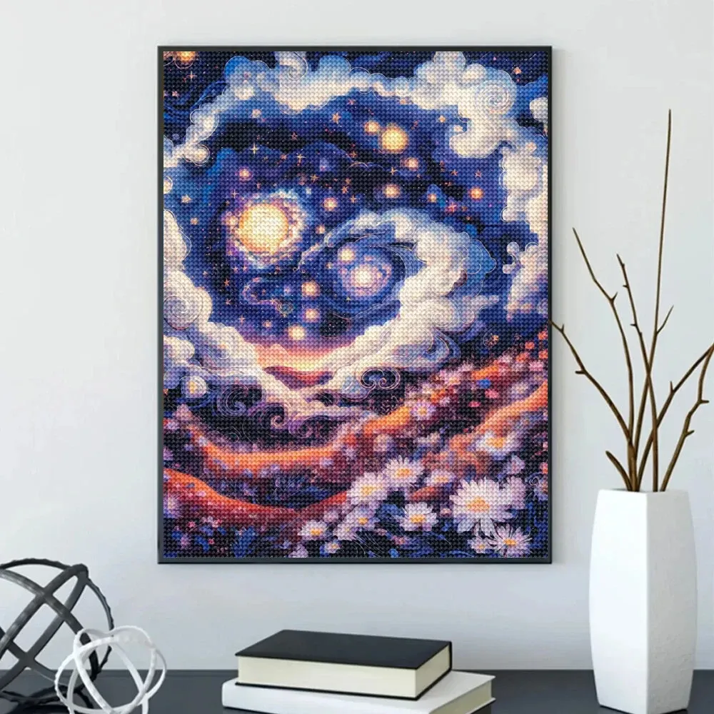 Peinture diamant nuit ciel étoilé 20 à 40 cm carré ou rond