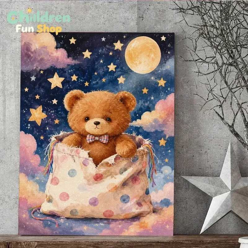 Peinture diamant nuit étoilée ours 20 à 70 cm