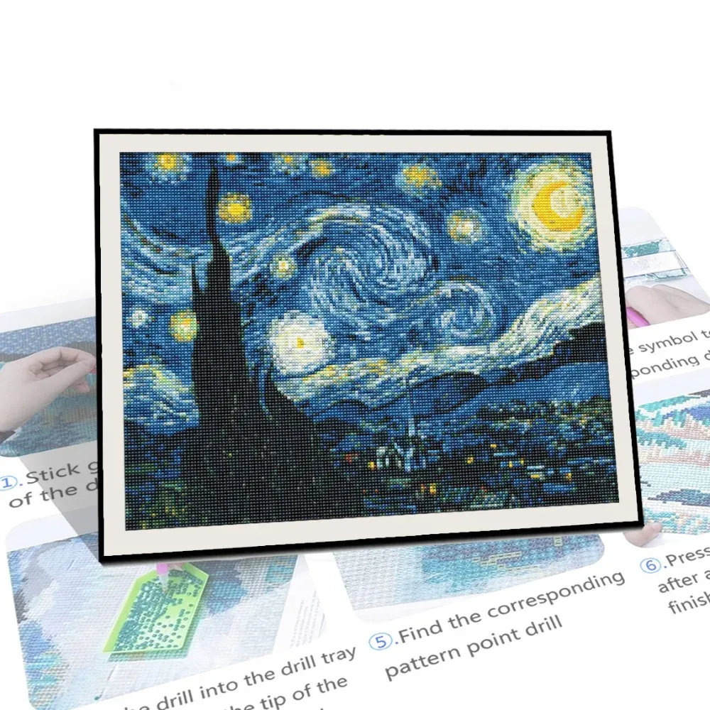 Peinture diamant nuit étoilée Van Gogh 20x30 à 40x50 cm