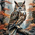 Peinture diamant oiseau hibou 25 à 40 cm – Couleur BLANC