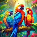Peinture diamant oiseau perroquet 20 à 50 cm carré ou rond – Couleur 2239