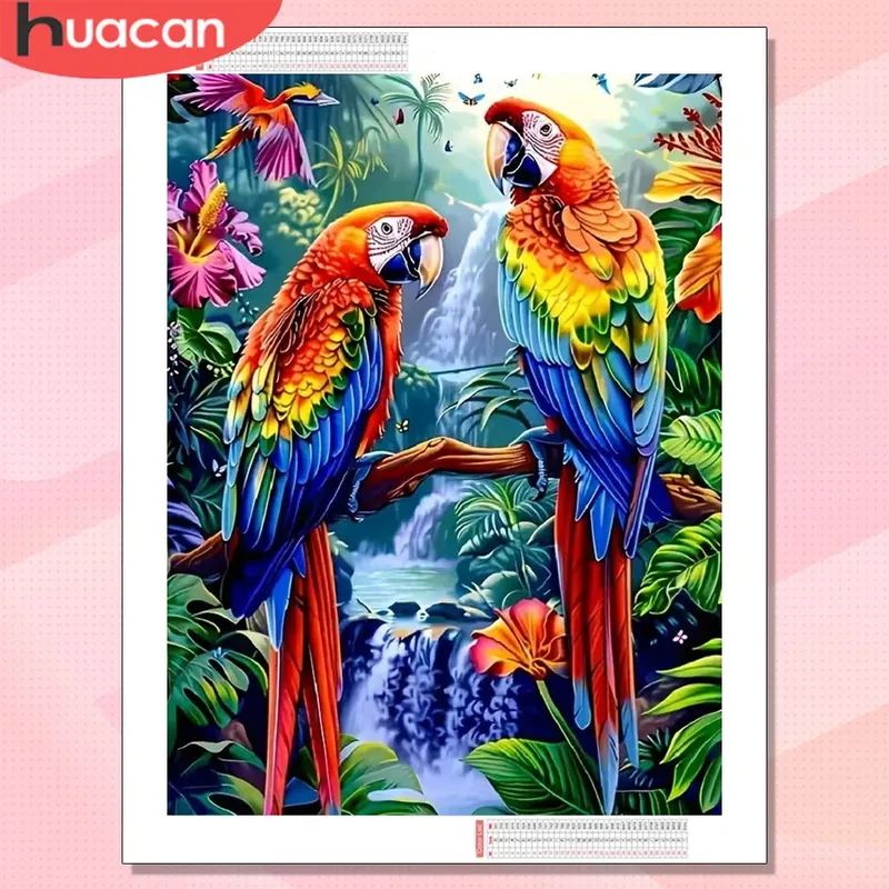 Peinture diamant oiseau perroquet 20 à 70 cm carré ou rond