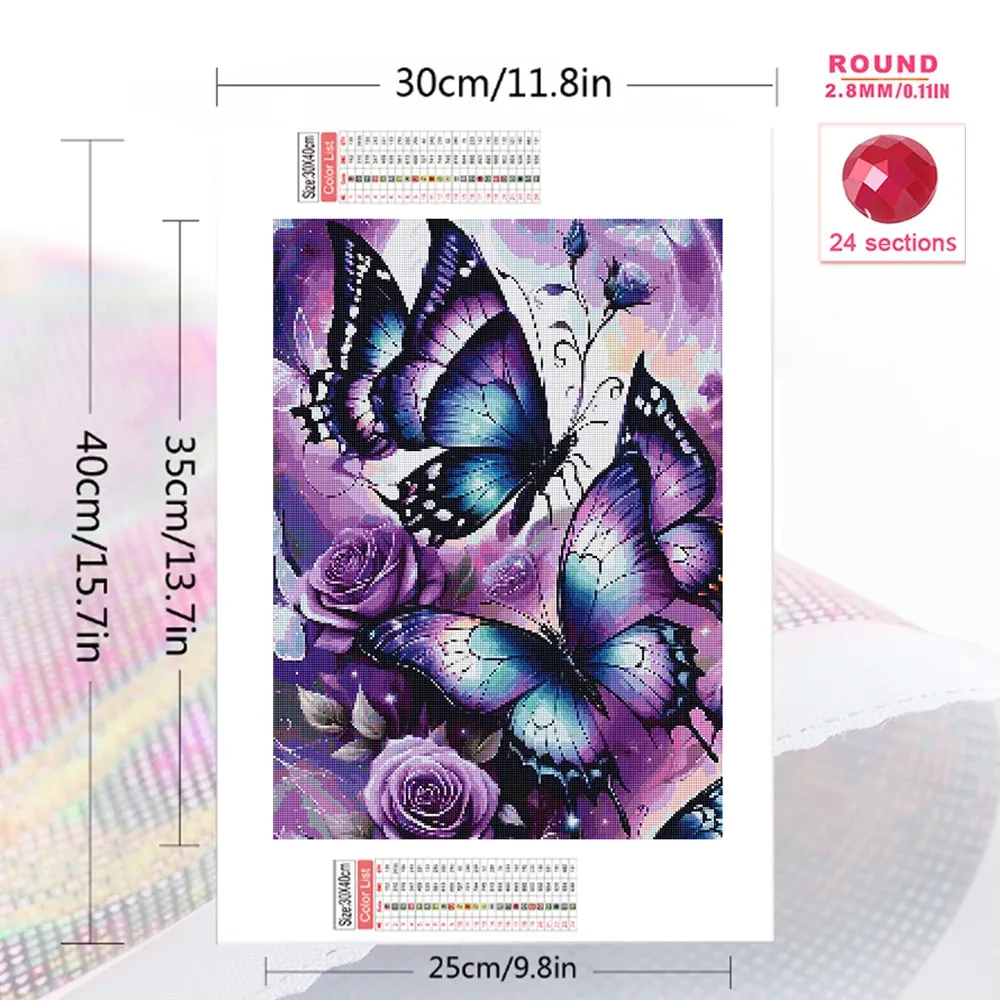 Peinture diamant papillon animal 20x30 à 50x70 cm